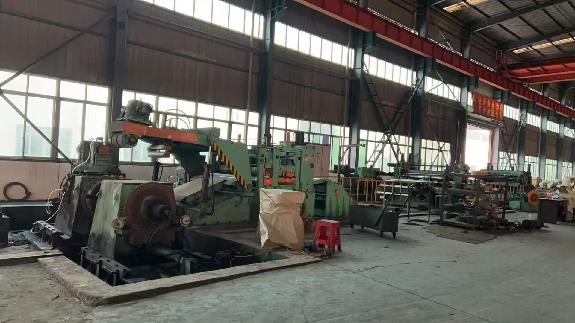 Used coil slitting line in workshop